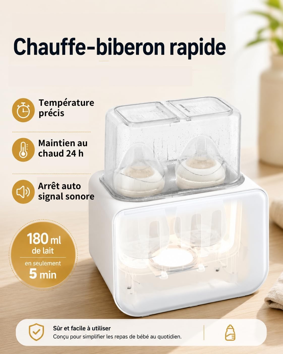 Chauffe-biberon et stérilisateur 8-en-1 Crème - 33% de remise