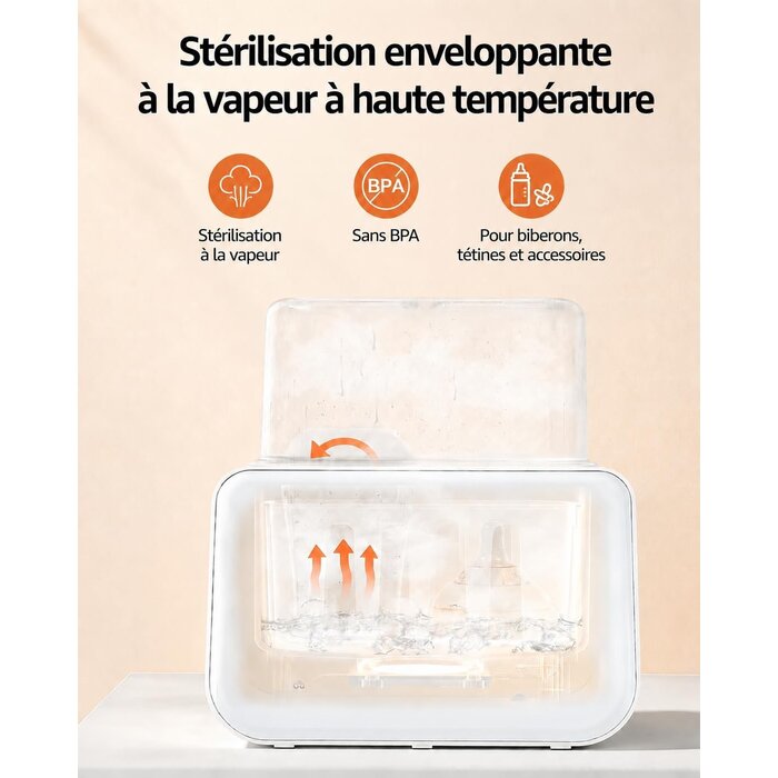 Chauffe-biberon et stérilisateur 8-en-1 Crème - 33% de remise