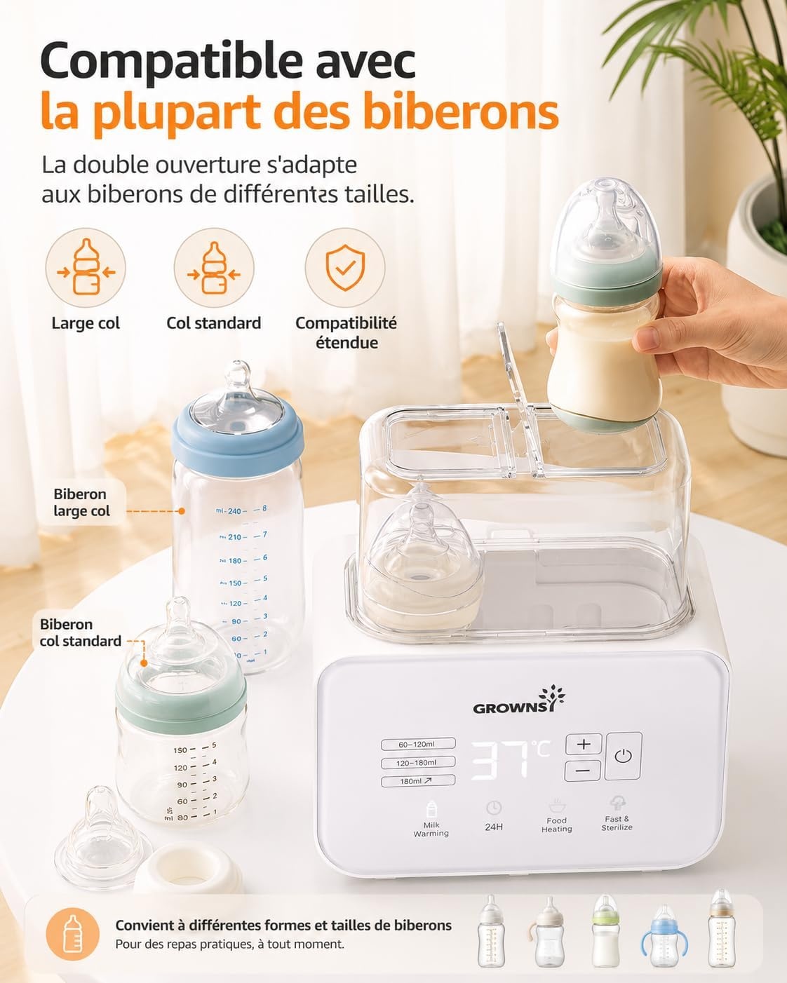 Chauffe-biberon et stérilisateur 8-en-1 Crème - 33% de remise