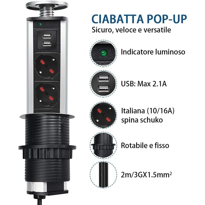 Bloc Multiprise Encastrable 3 Prises et 2 USB - 33% de remise