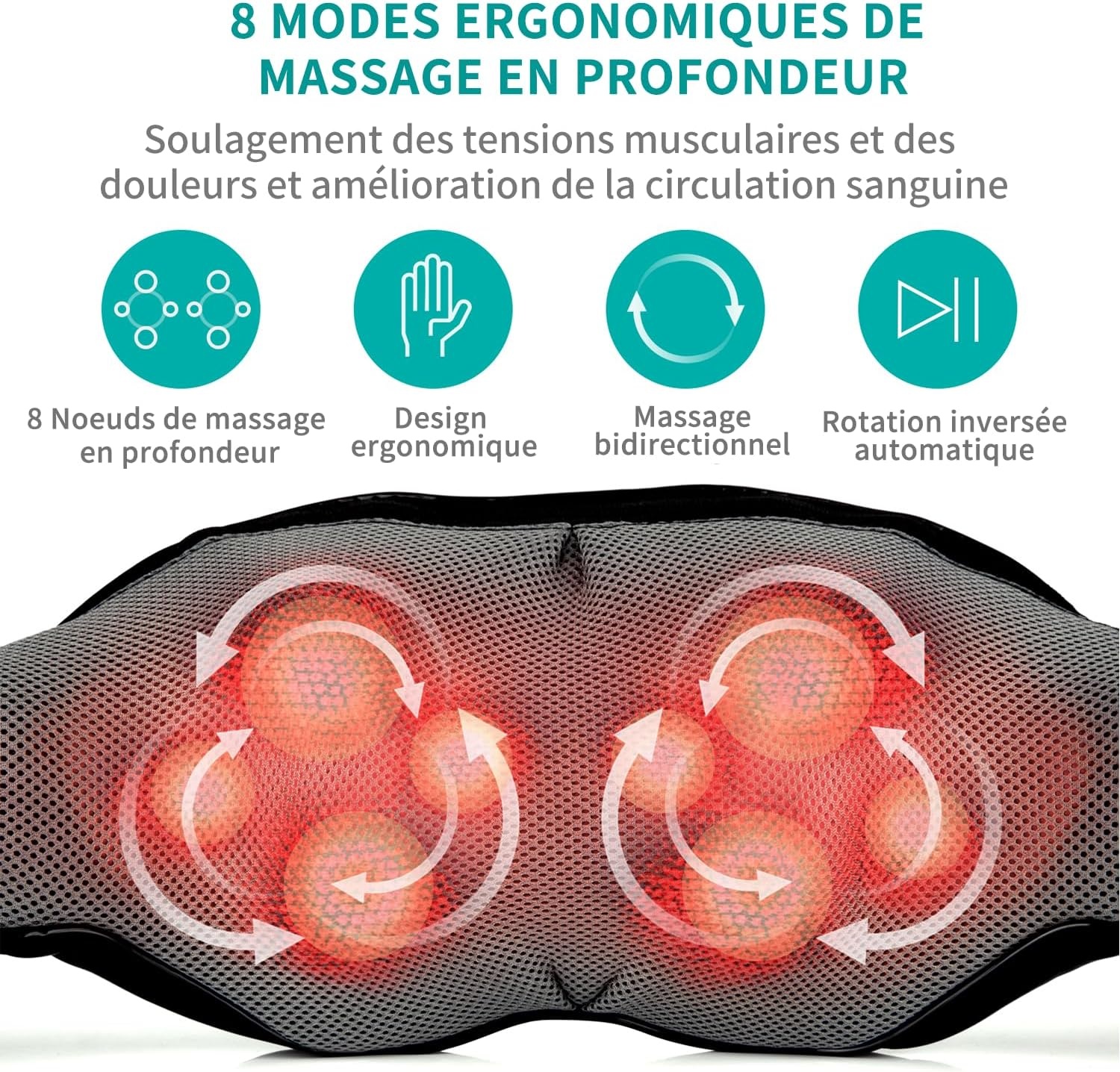 Appareil de massage Shiatsu cou et dos 3D avec chaleur - 33% de remise