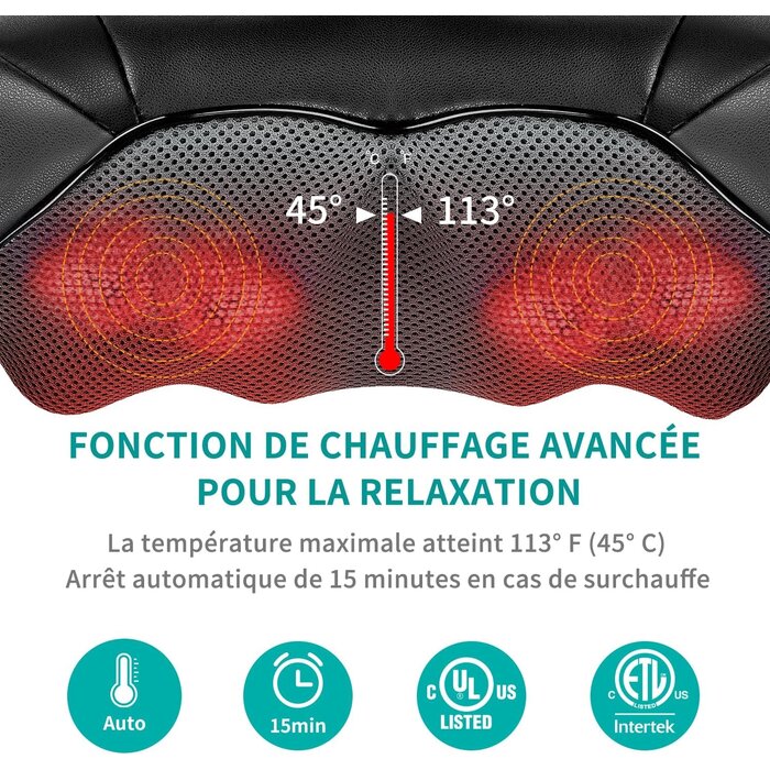 Appareil de massage Shiatsu cou et dos 3D avec chaleur - 33% de remise