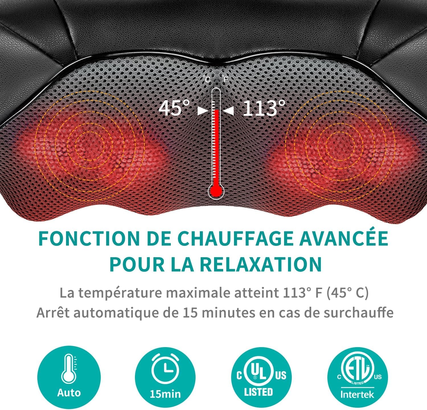 Appareil de massage Shiatsu cou et dos 3D avec chaleur - 33% de remise