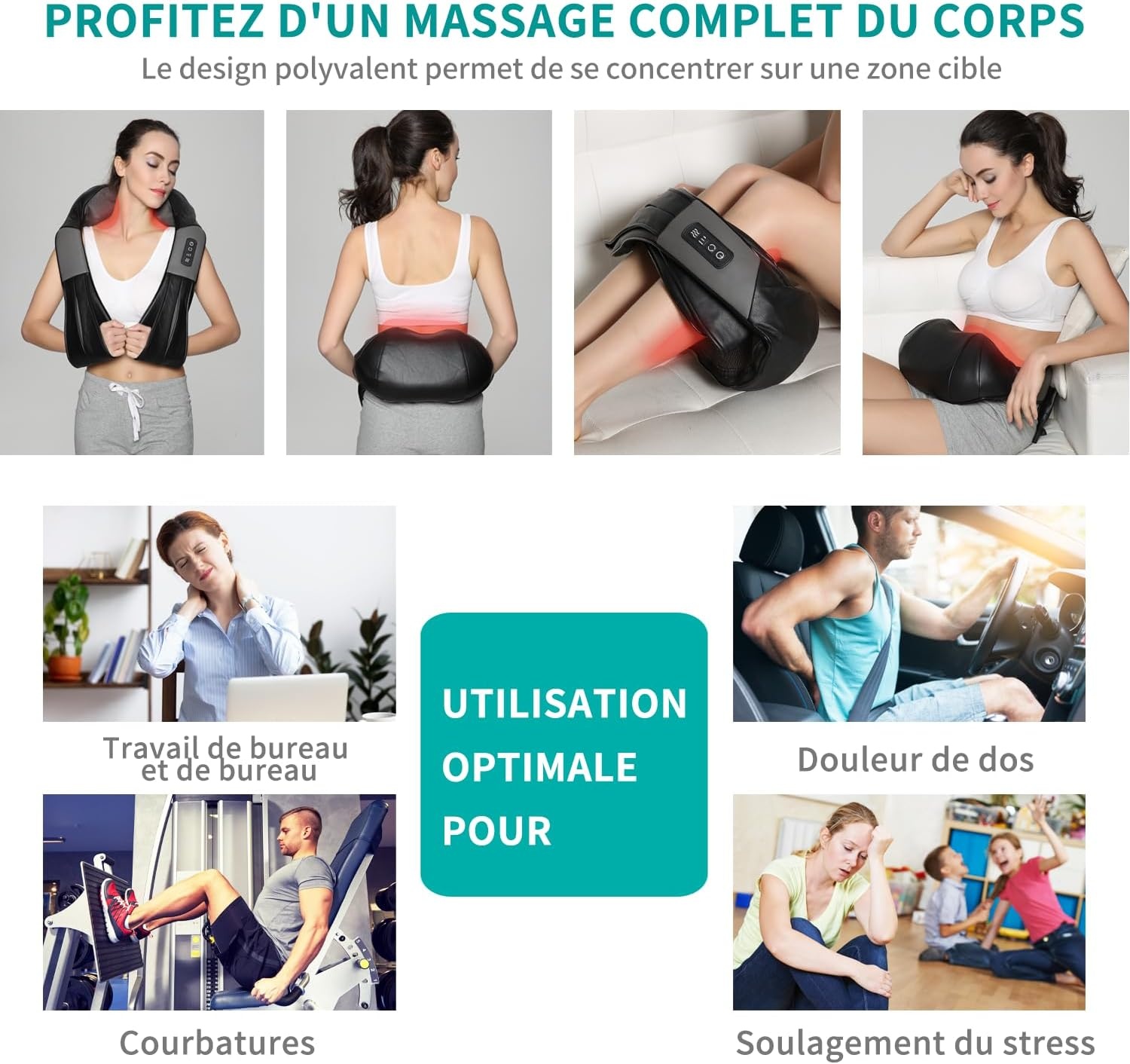 Appareil de massage Shiatsu cou et dos 3D avec chaleur - 33% de remise