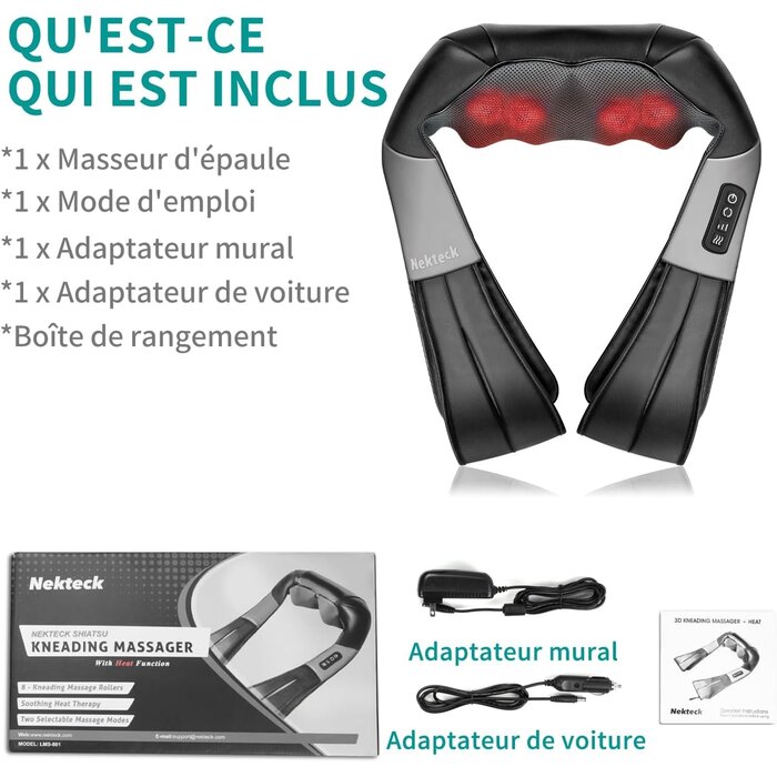 Appareil de massage Shiatsu cou et dos 3D avec chaleur - 33% de remise
