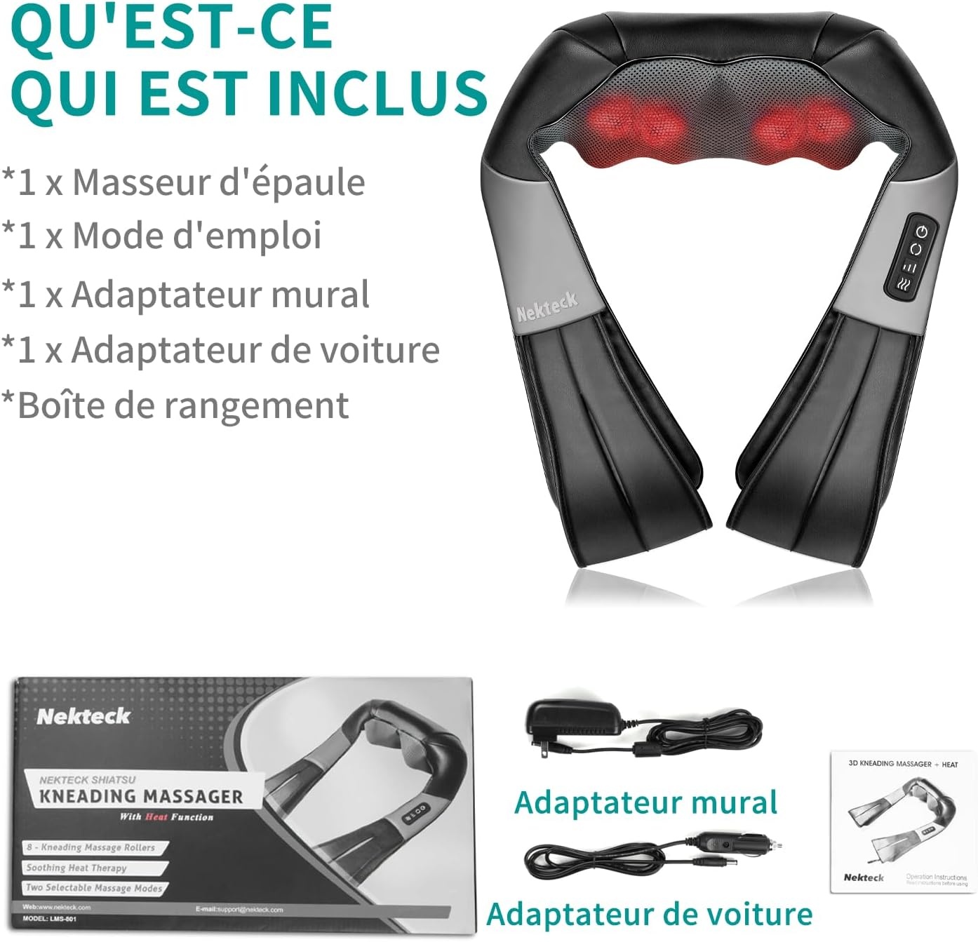 Appareil de massage Shiatsu cou et dos 3D avec chaleur - 33% de remise