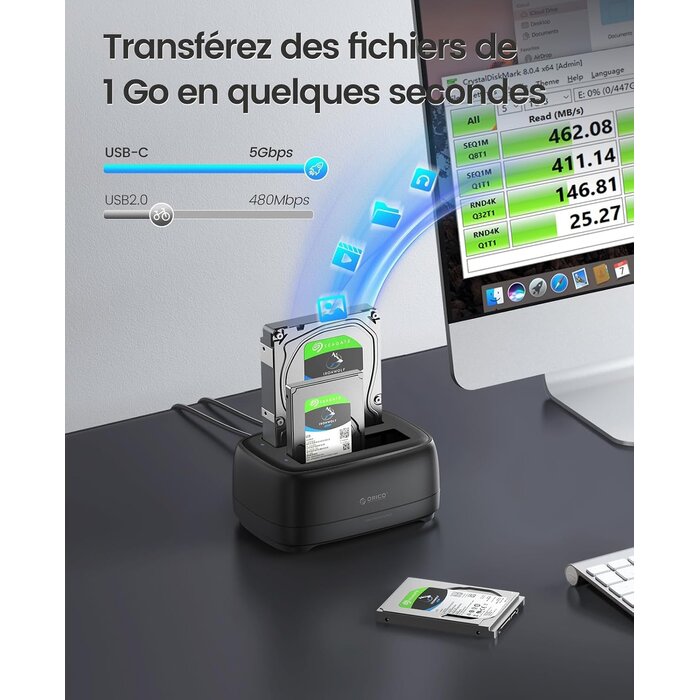 Station d'accueil double disque dur 40 To USB 3.2 - 32% de remise