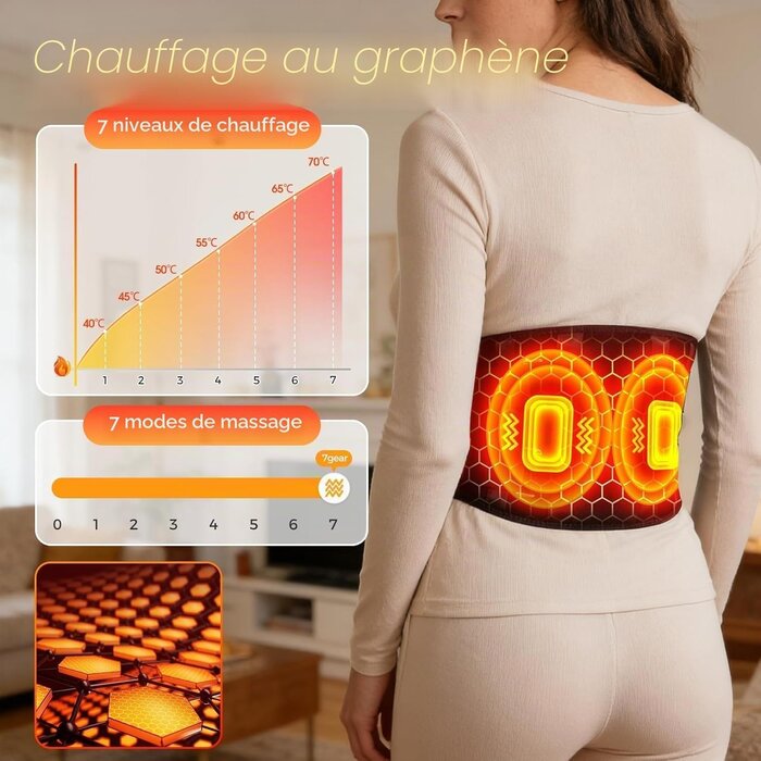 Ceinture lombaire massante chauffante 5000mAh - 32% de remise