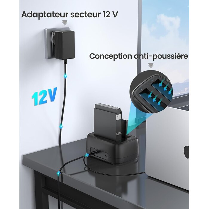 Station d'accueil double baie HDD/SSD 40 To - USB 3.2 - 32% de remise