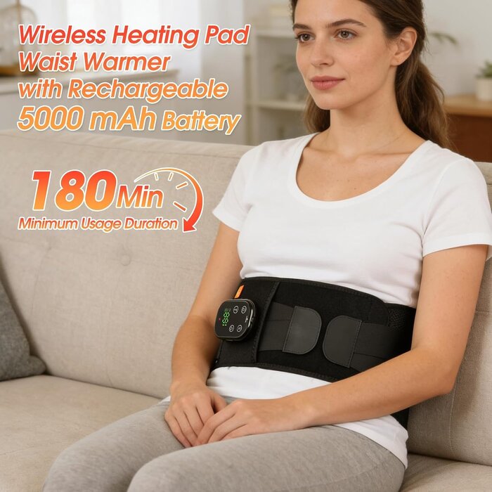 Ceinture lombaire chauffante et massante - 32% de remise - Noir