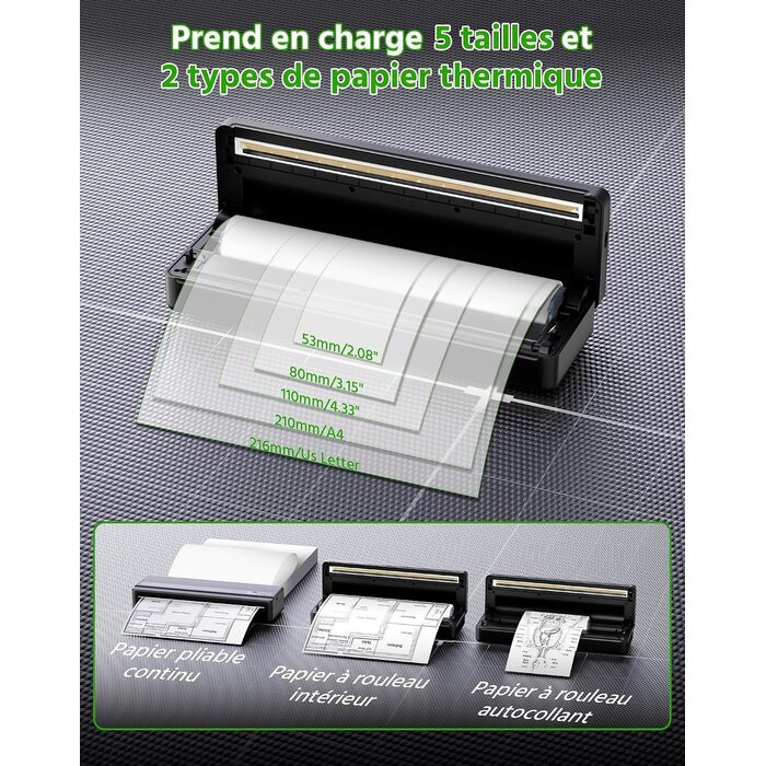 Imprimante thermique A4 portable PB821 - 33% de remise - Noir