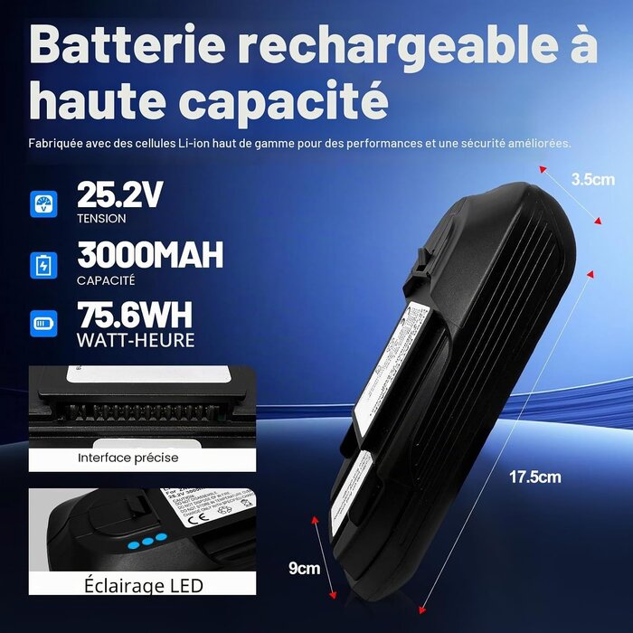 Batterie pour aspirateur 25,2V 3000mAh - 34% de remise