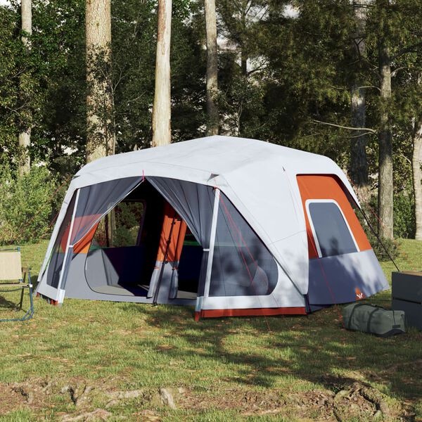 Tente familiale 10 personnes avec LED - Gris/Orange - 35% de remise