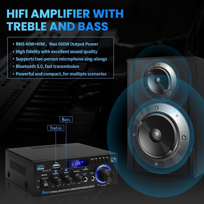 Amplificateur HiFi 400W Bluetooth/FM/USB - 32% de remise