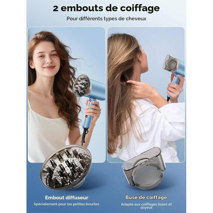 Sèche-cheveux ionique pliable 2000W avec diffuseur - 31% de remise