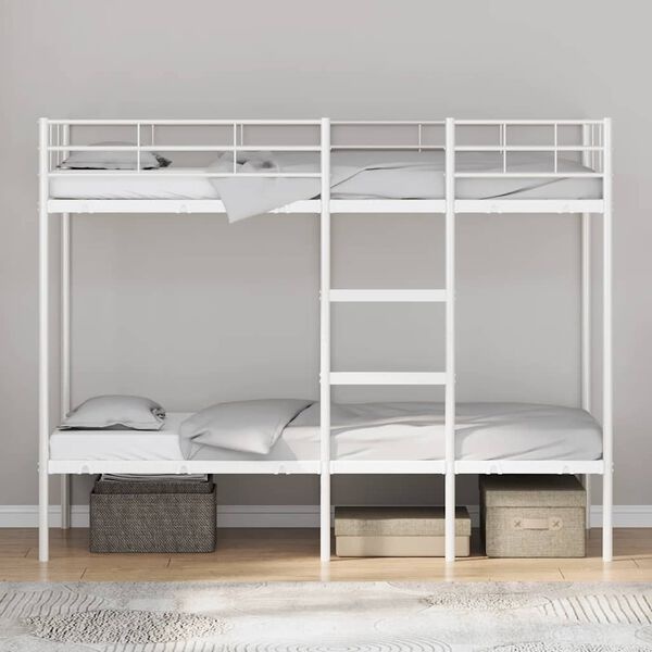 Lit superposé en acier blanc 75x190 cm - 35% de remise