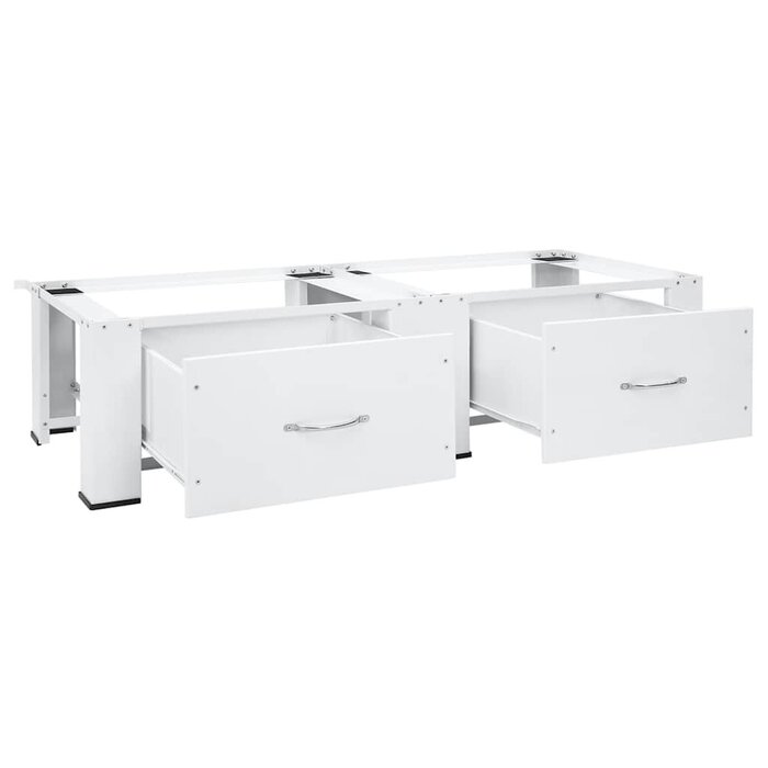 Socle pour lave-linge avec tiroirs - Acier blanc - 35% de remise