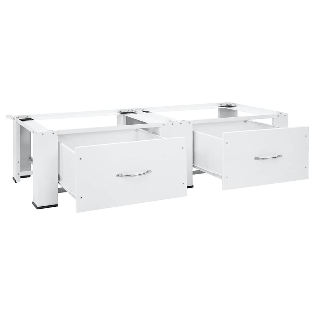 Socle pour lave-linge avec tiroirs - Acier blanc - 35% de remise