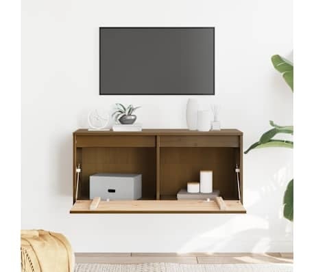 Meuble mural en pin massif miel 80x30x35 cm - 33% de remise