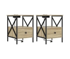 Vidaxl Lot de 2 tables de chevet avec chargeur, Chêne Sonoma - 51% de remise