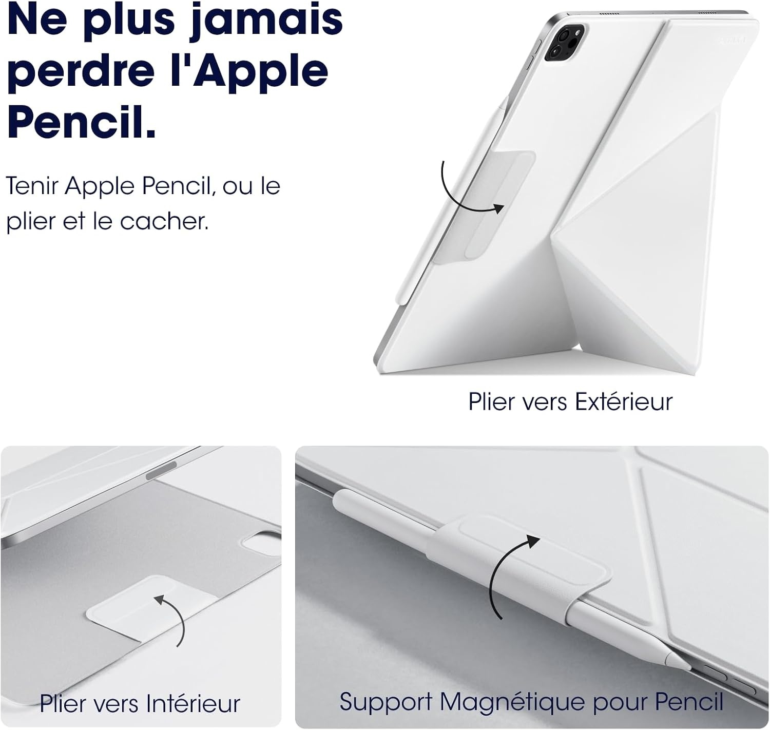 Étui magnétique pour iPad Air 13" & Pro 12.9" - Blanc - 77% de remise
