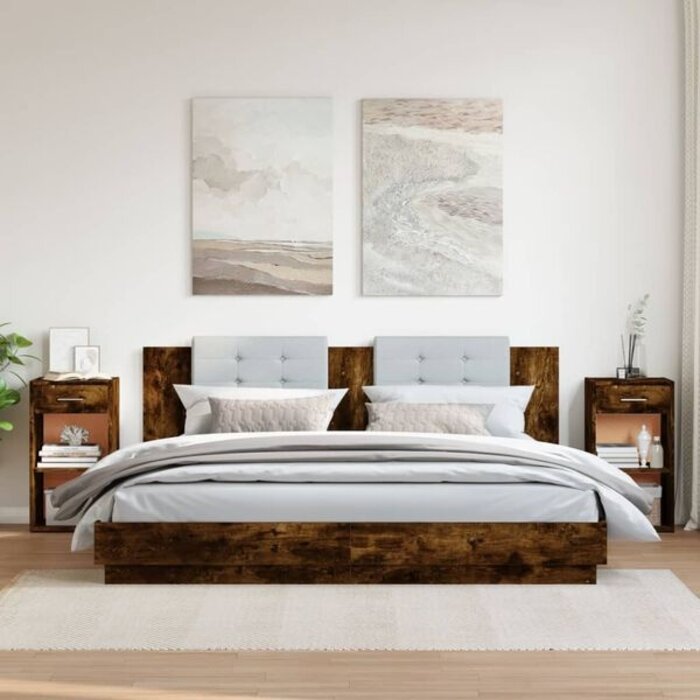 Lot de 2 tables de chevet chêne fumé - 34% de remise