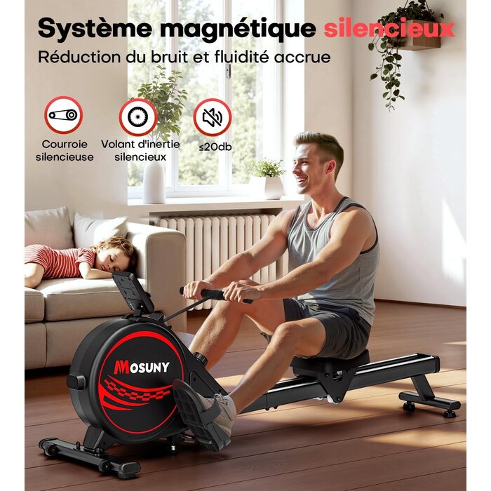 Rameur magnétique pliable - 16 niveaux - Capacité 160 kg - 30% de remise