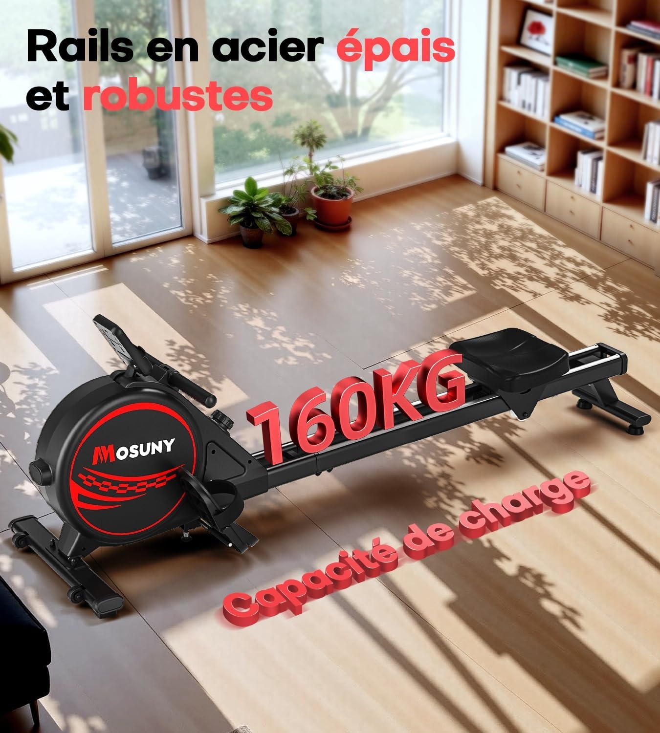Rameur magnétique pliable - 16 niveaux - Capacité 160 kg - 30% de remise