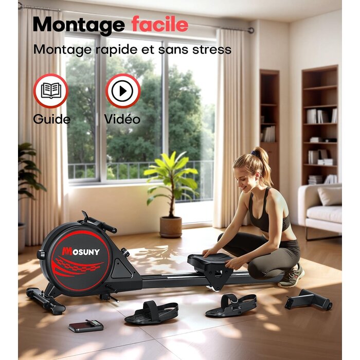 Rameur magnétique pliable - 16 niveaux - Capacité 160 kg - 30% de remise