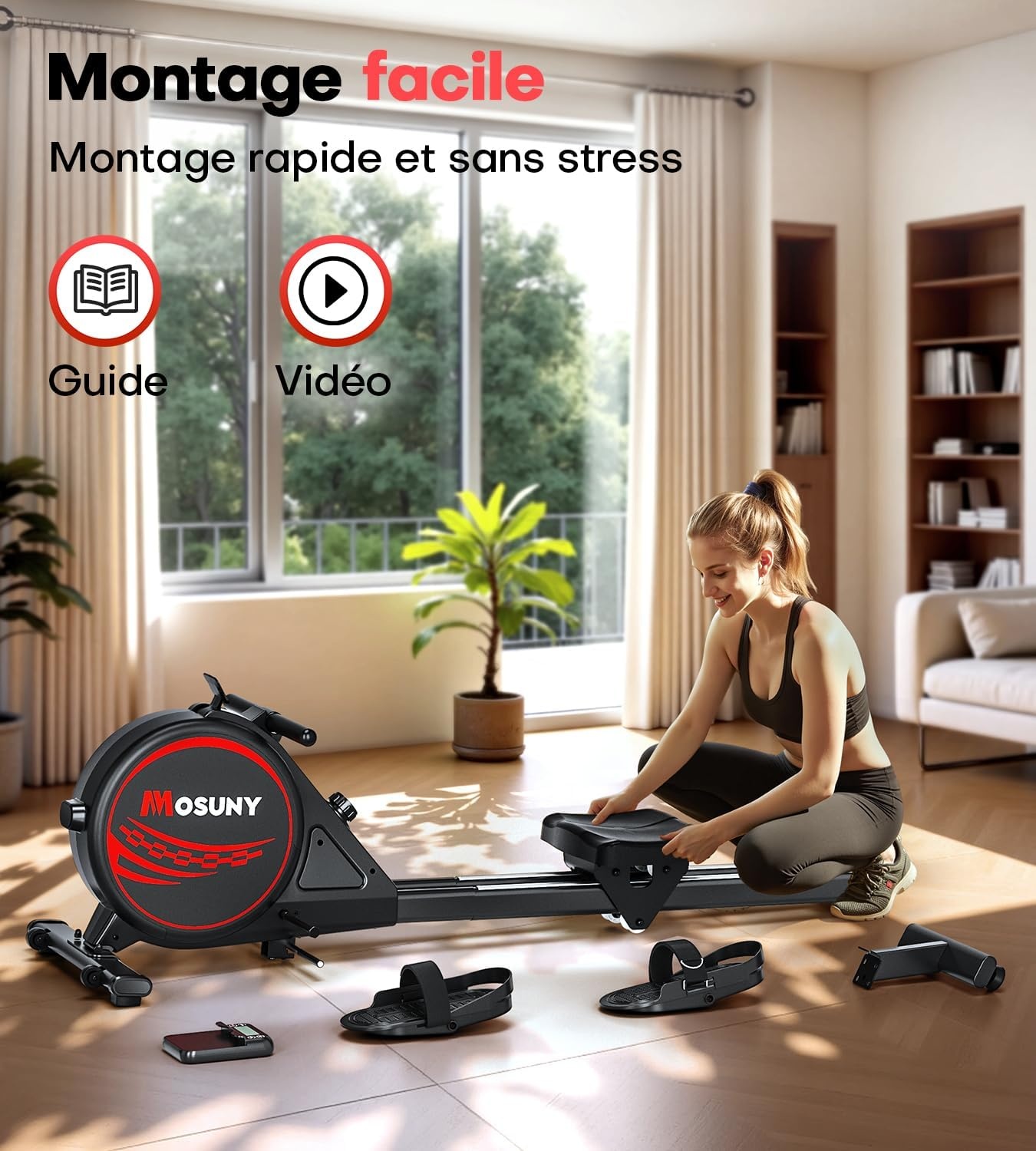 Rameur magnétique pliable - 16 niveaux - Capacité 160 kg - 30% de remise