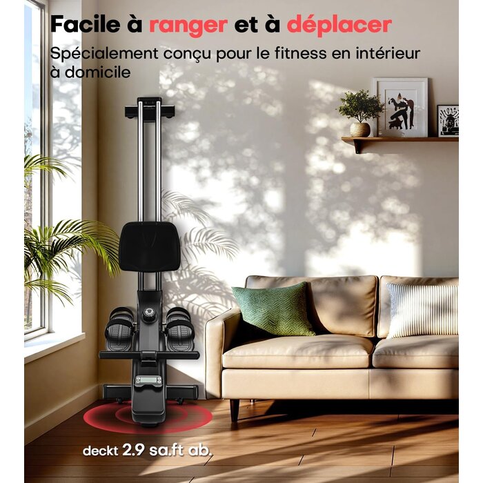 Rameur magnétique pliable - 16 niveaux - Capacité 160 kg - 30% de remise