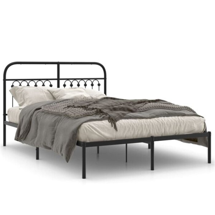 Cadre de lit en métal noir 135x190 cm - 34% de remise