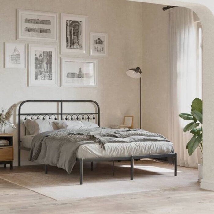 Cadre de lit en métal noir 135x190 cm - 34% de remise