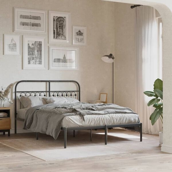 Cadre de lit en métal noir 135x190 cm - 34% de remise