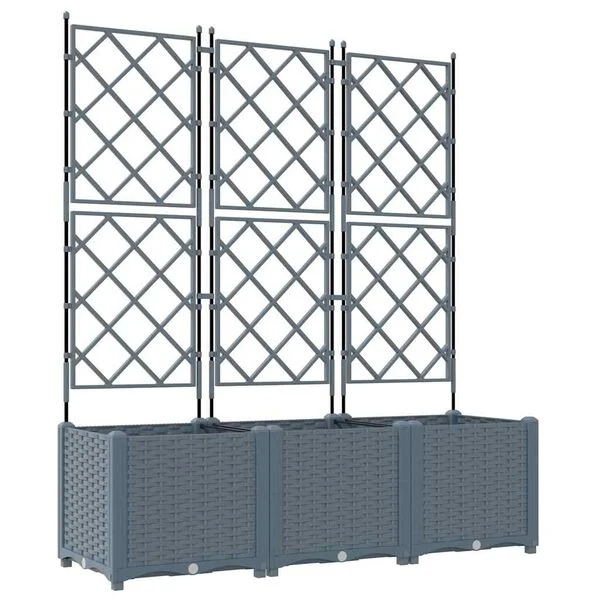Jardinière avec treillis 3 pièces gris clair - 44% de remise