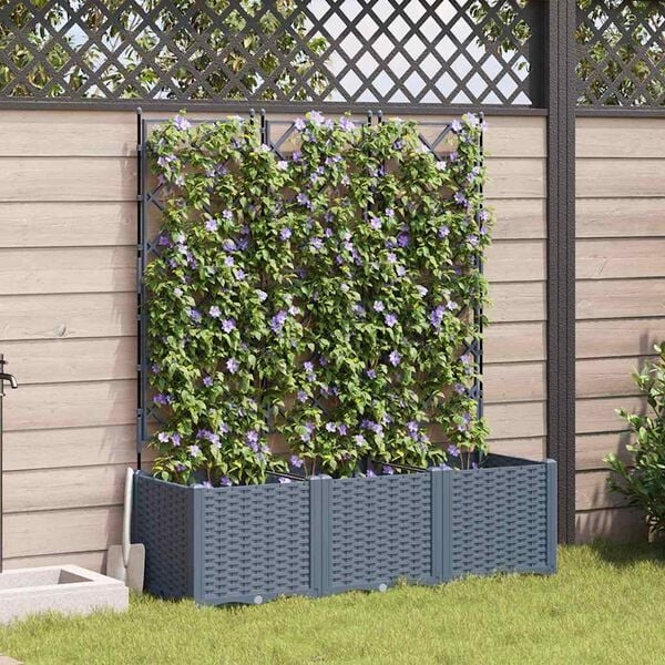 Jardinière avec treillis 3 pièces gris clair - 44% de remise