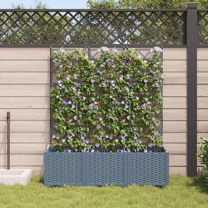 Jardinière avec treillis 3 pièces gris clair - 44% de remise