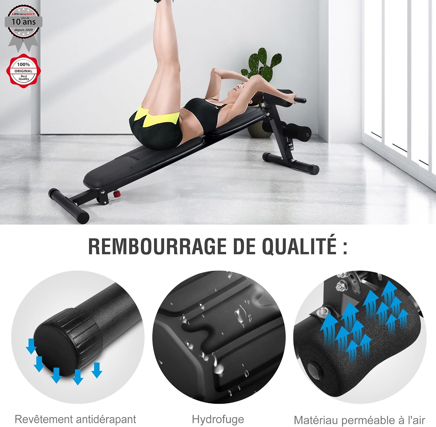 Banc de musculation multifonction pliable 29% de remise - Noir mat