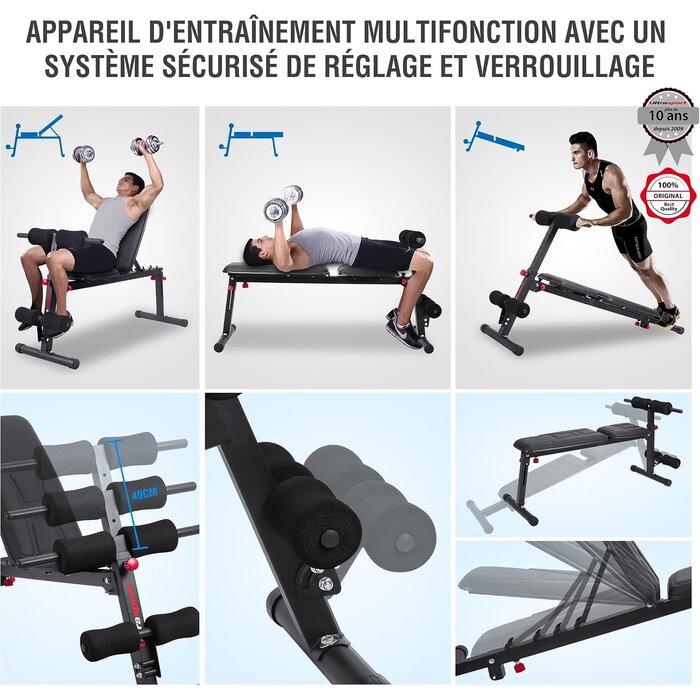 Banc de musculation multifonction pliable 29% de remise - Noir mat