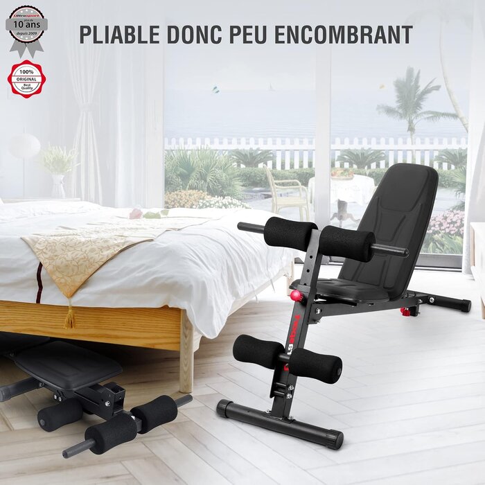 Banc de musculation multifonction pliable 29% de remise - Noir mat