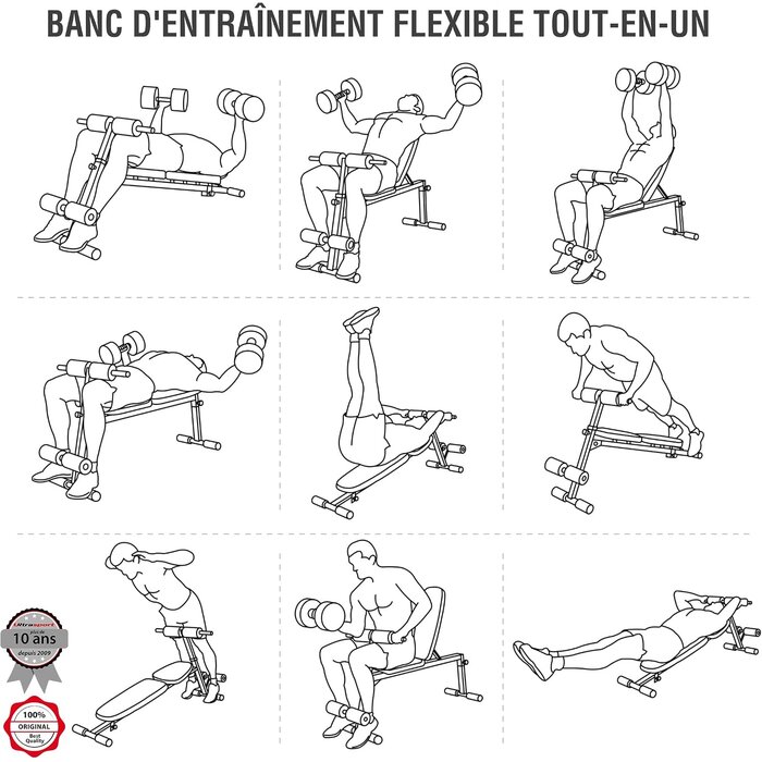 Banc de musculation multifonction pliable 29% de remise - Noir mat