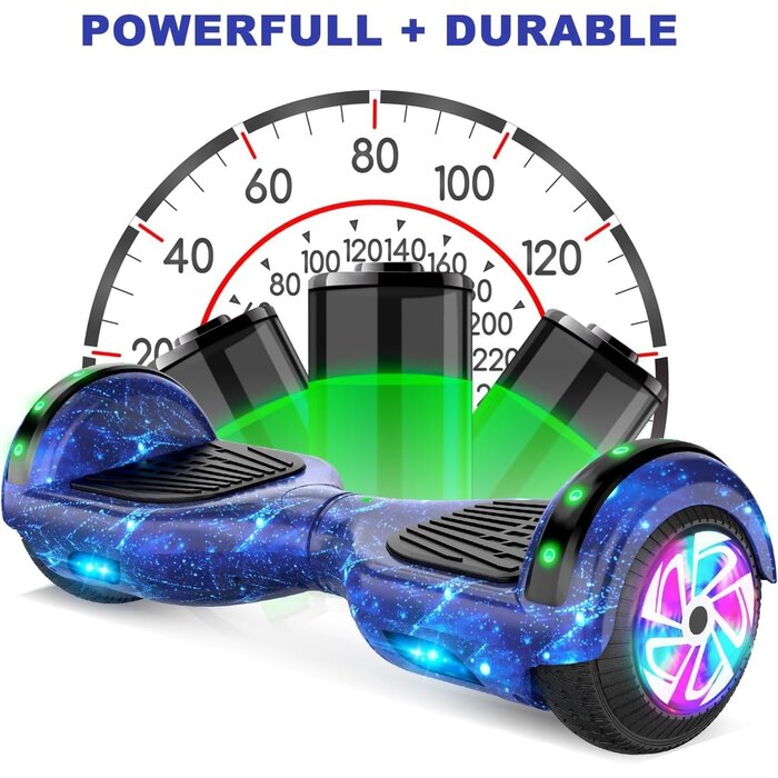 Hoverboard 6,5 pouces avec siège kart - Bleu étoilé - 35% de remise