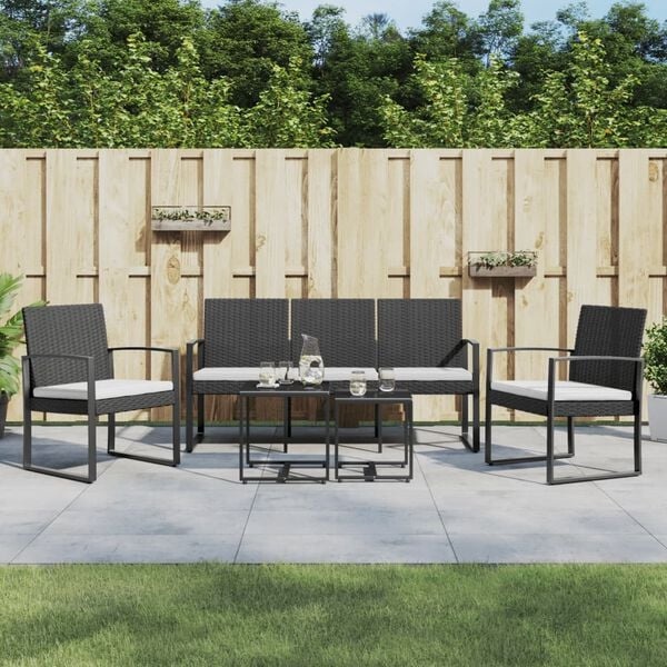 Ensemble de jardin 5 pièces effet rotin noir - 35% de remise