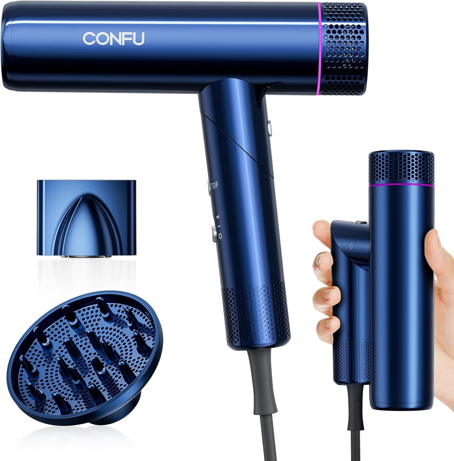 Sèche-cheveux ionique pliable 1700W - Gris - 33% de remise