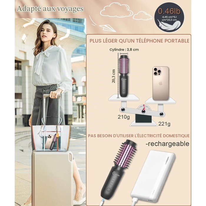 Brosse chauffante sans fil 40mm Ionique - 33% de remise