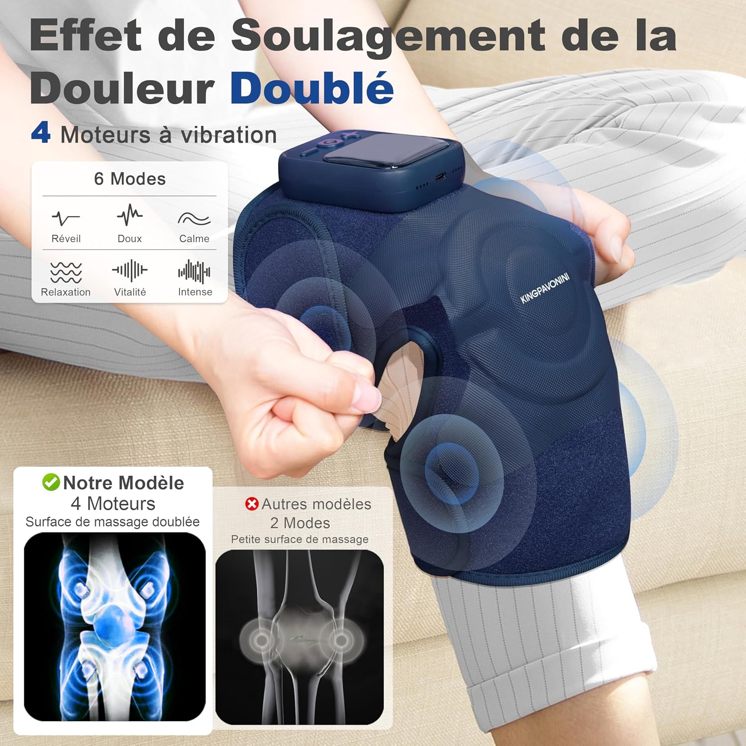 Genouillère massante chauffante sans fil - 33% de remise