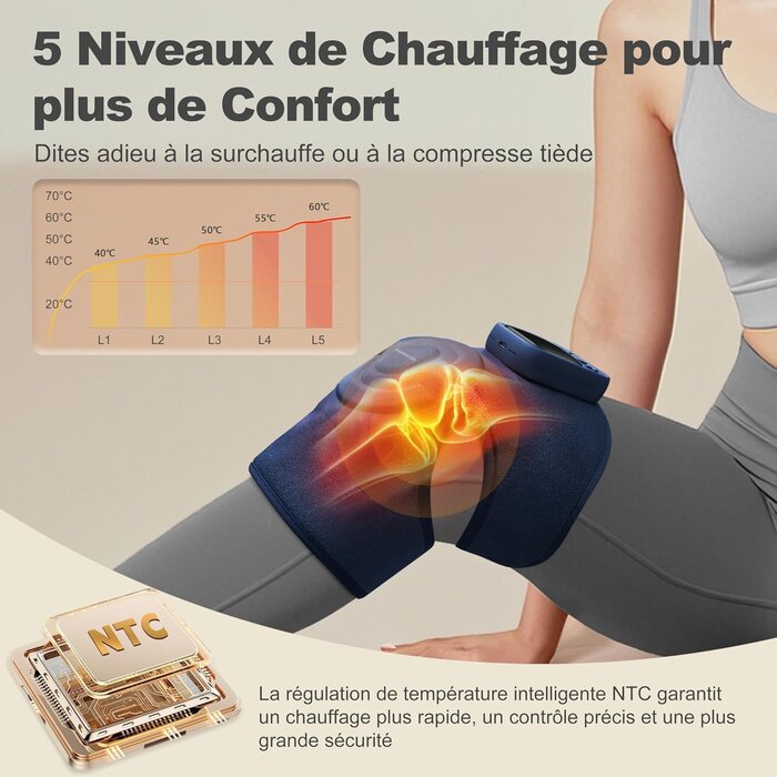 Genouillère massante chauffante sans fil - 33% de remise