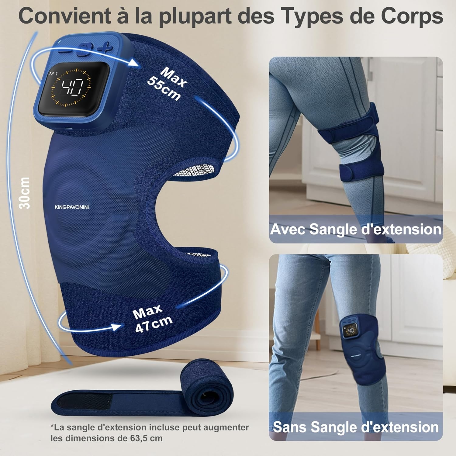 Genouillère massante chauffante sans fil - 33% de remise