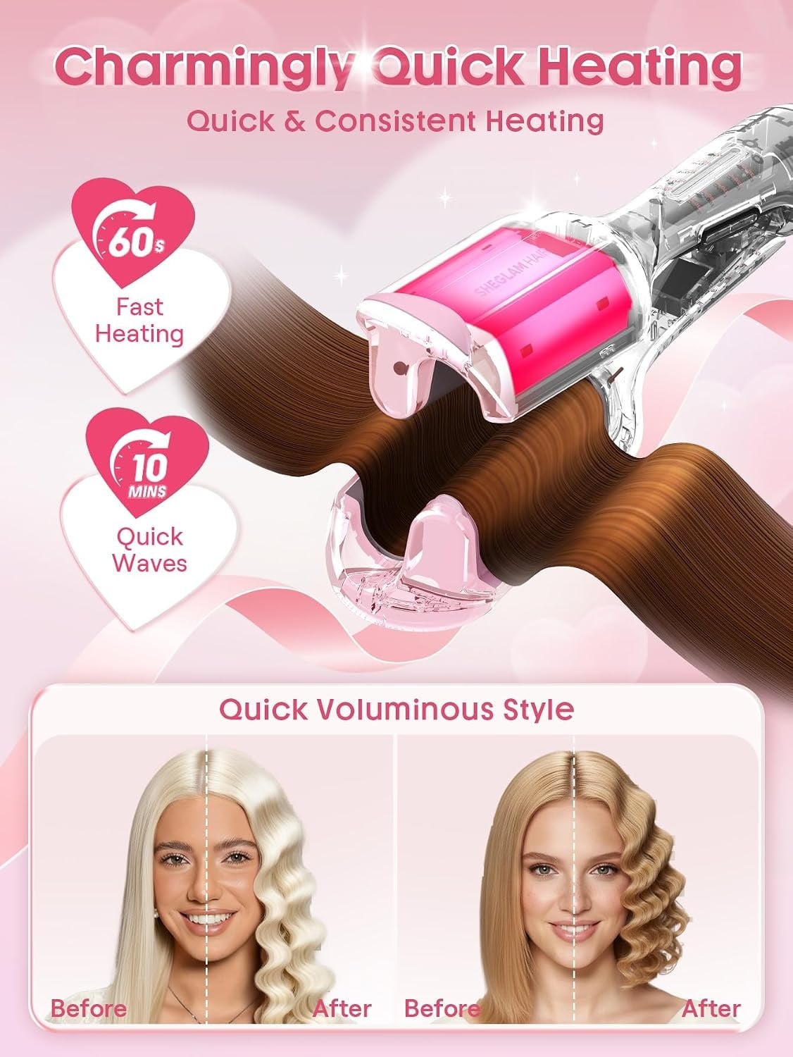 Fer à boucler double tube 19 mm Beach Waves - 33% de remise