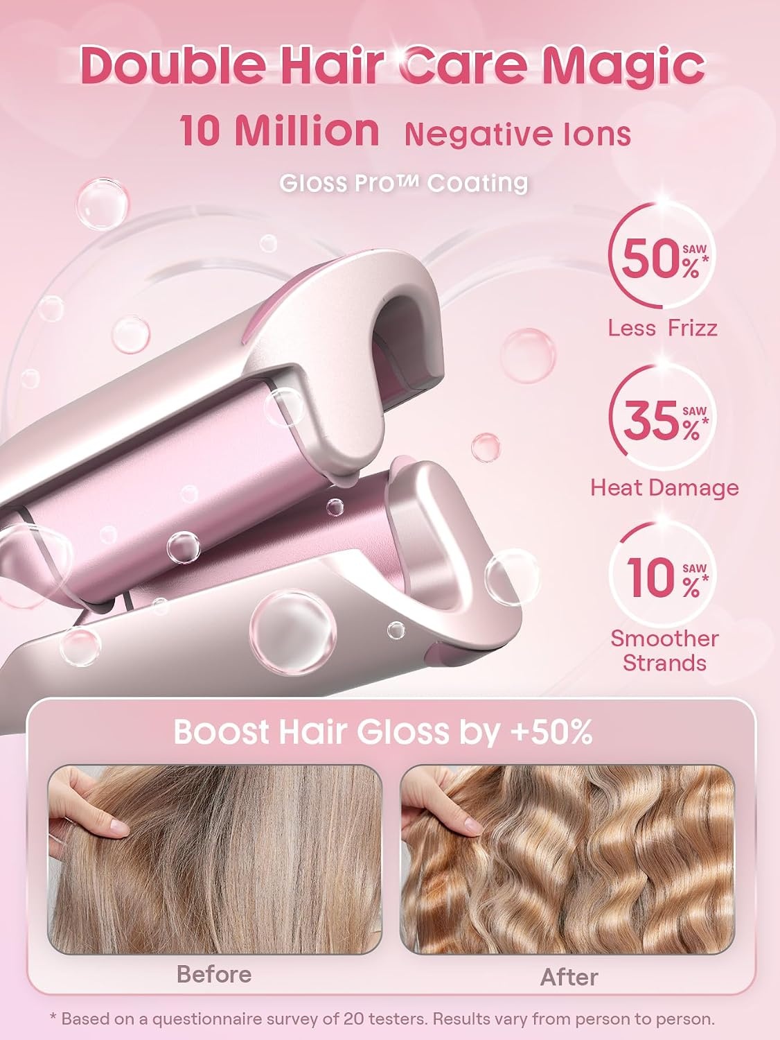 Fer à boucler double tube 19 mm Beach Waves - 33% de remise